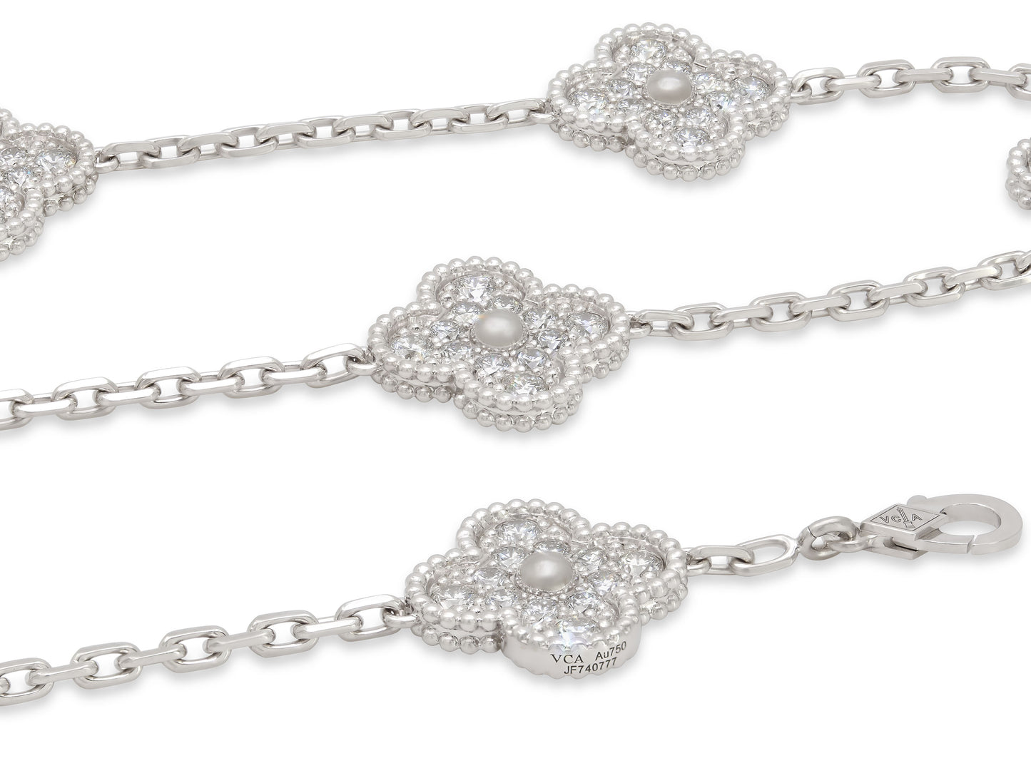 Van Cleef & Arpels 'Vintage Alhambra' Diamond Necklace, 10 motif, in 18K White Gold