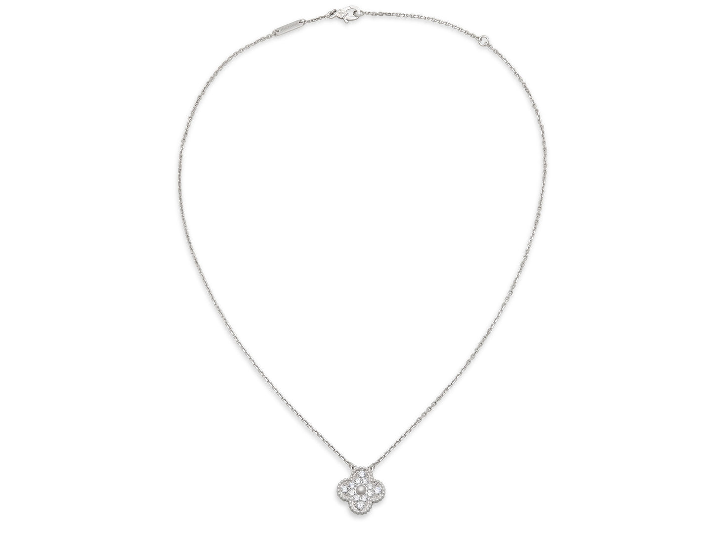 Van Cleef & Arpels 'Vintage Alhambra' Diamond Pendant in 18K White Gold