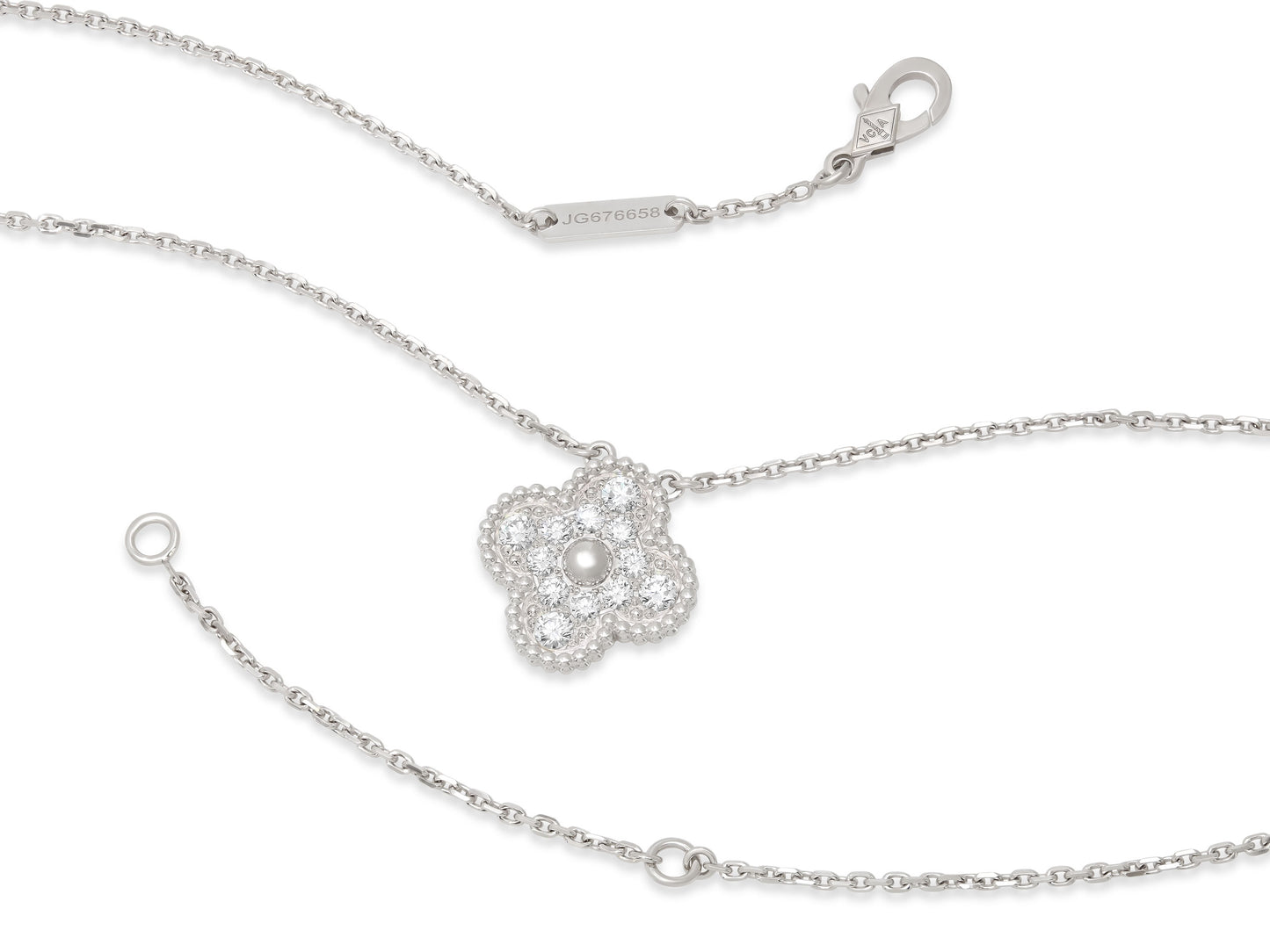 Van Cleef & Arpels 'Vintage Alhambra' Diamond Pendant in 18K White Gold