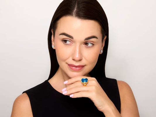 Gurhan 'Prism' Blue Topaz and Diamond Ring in 24K Gold