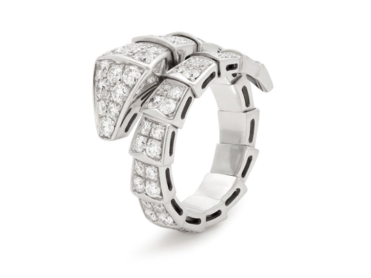 Bulgari 'Serpenti Viper' Diamond Ring in 18K White Gold
