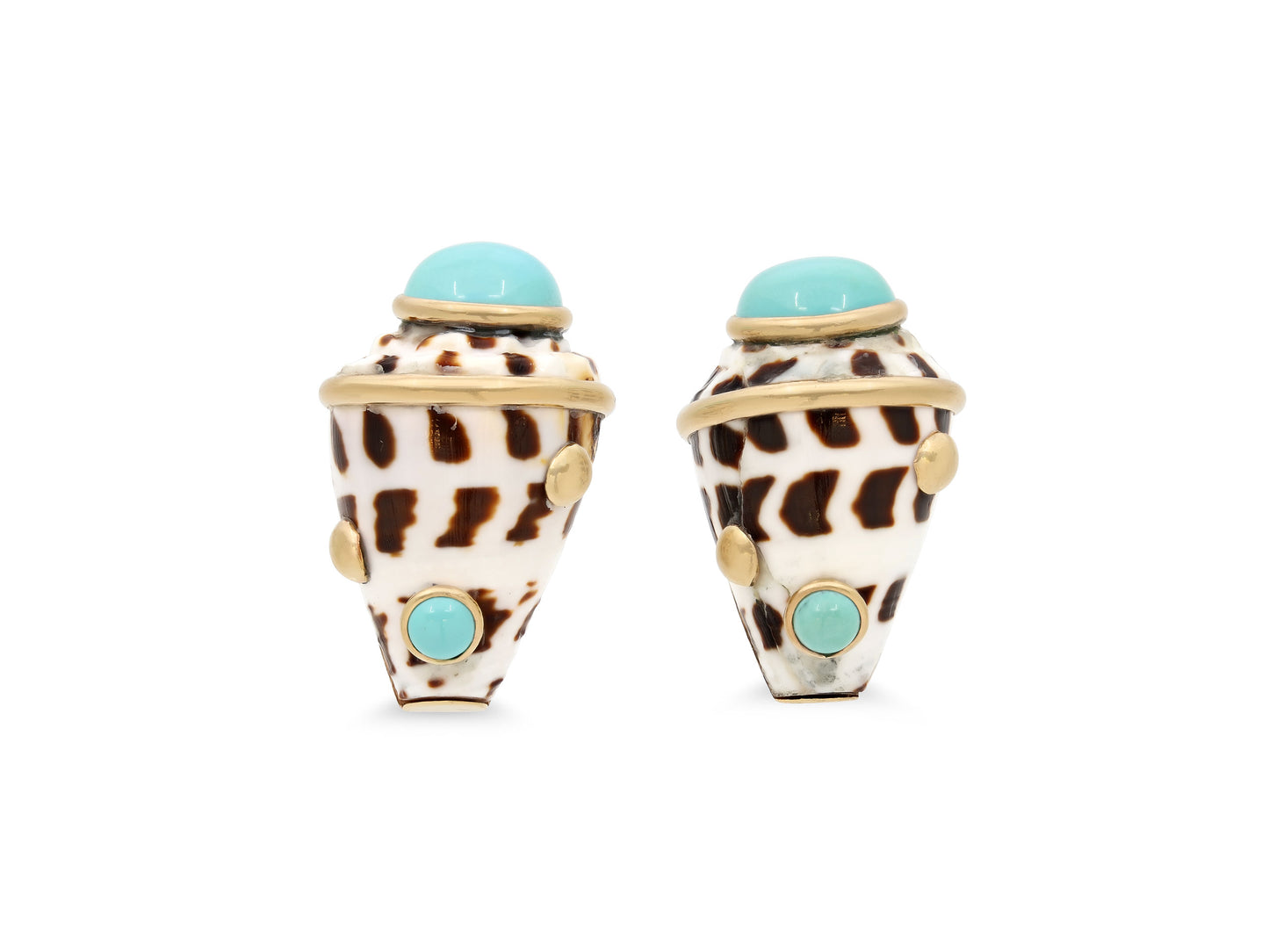 Maz Turquoise Shell Earrings in 14K Gold