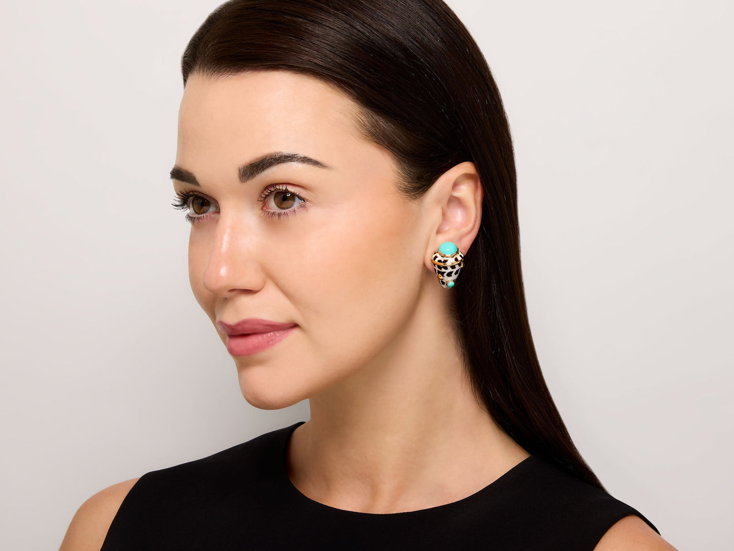 Maz Turquoise Shell Earrings in 14K Gold