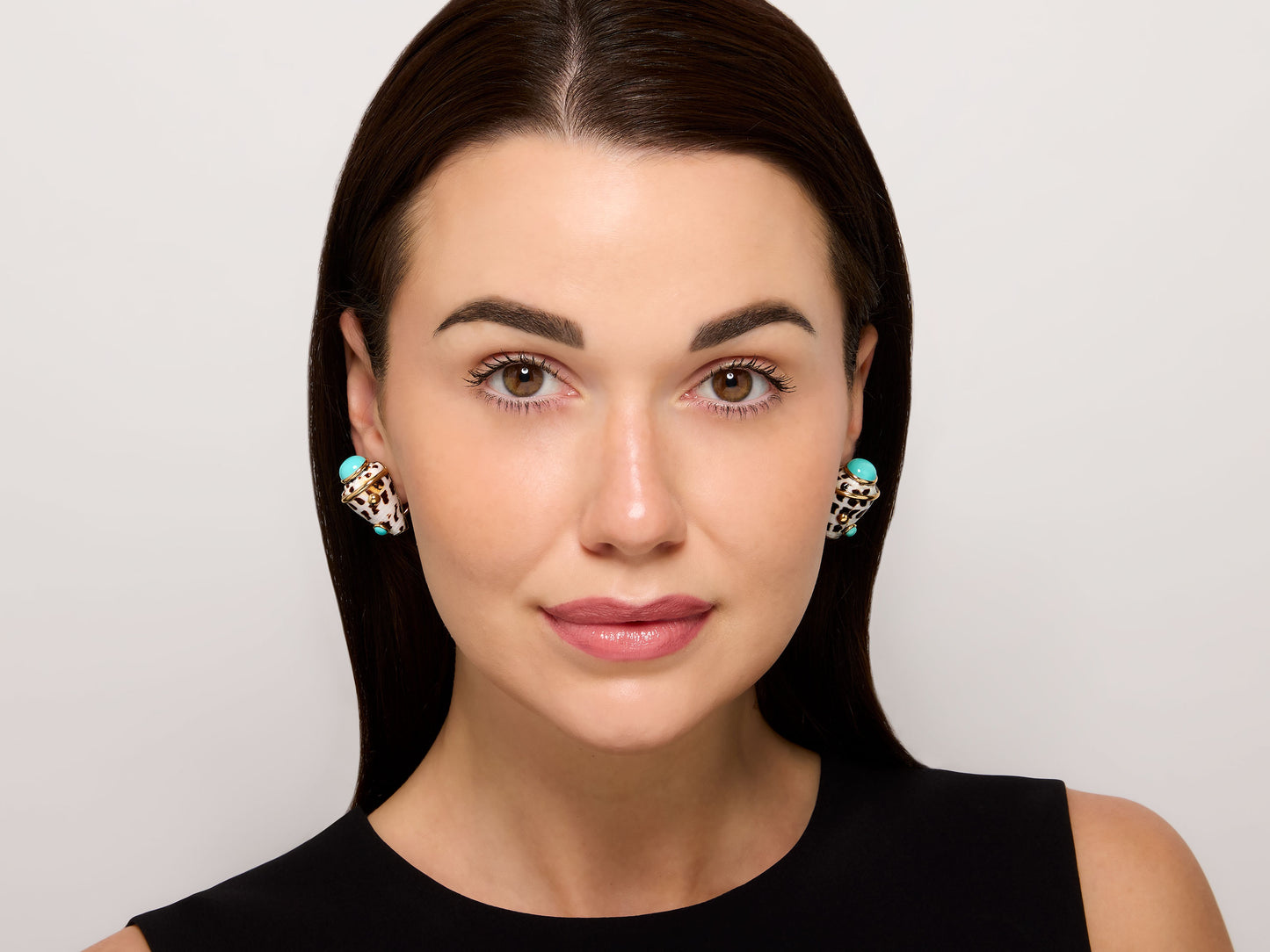 Maz Turquoise Shell Earrings in 14K Gold