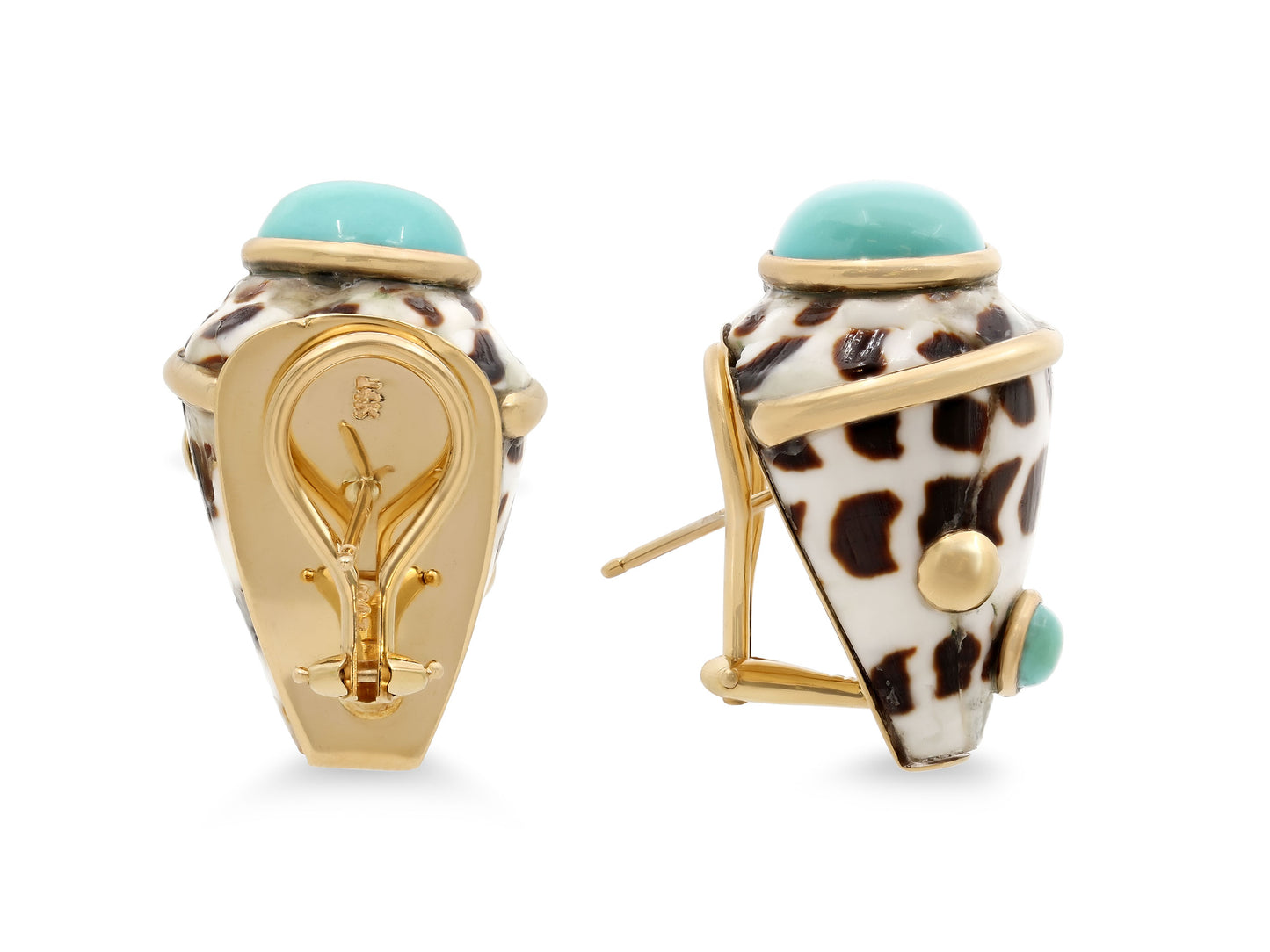 Maz Turquoise Shell Earrings in 14K Gold