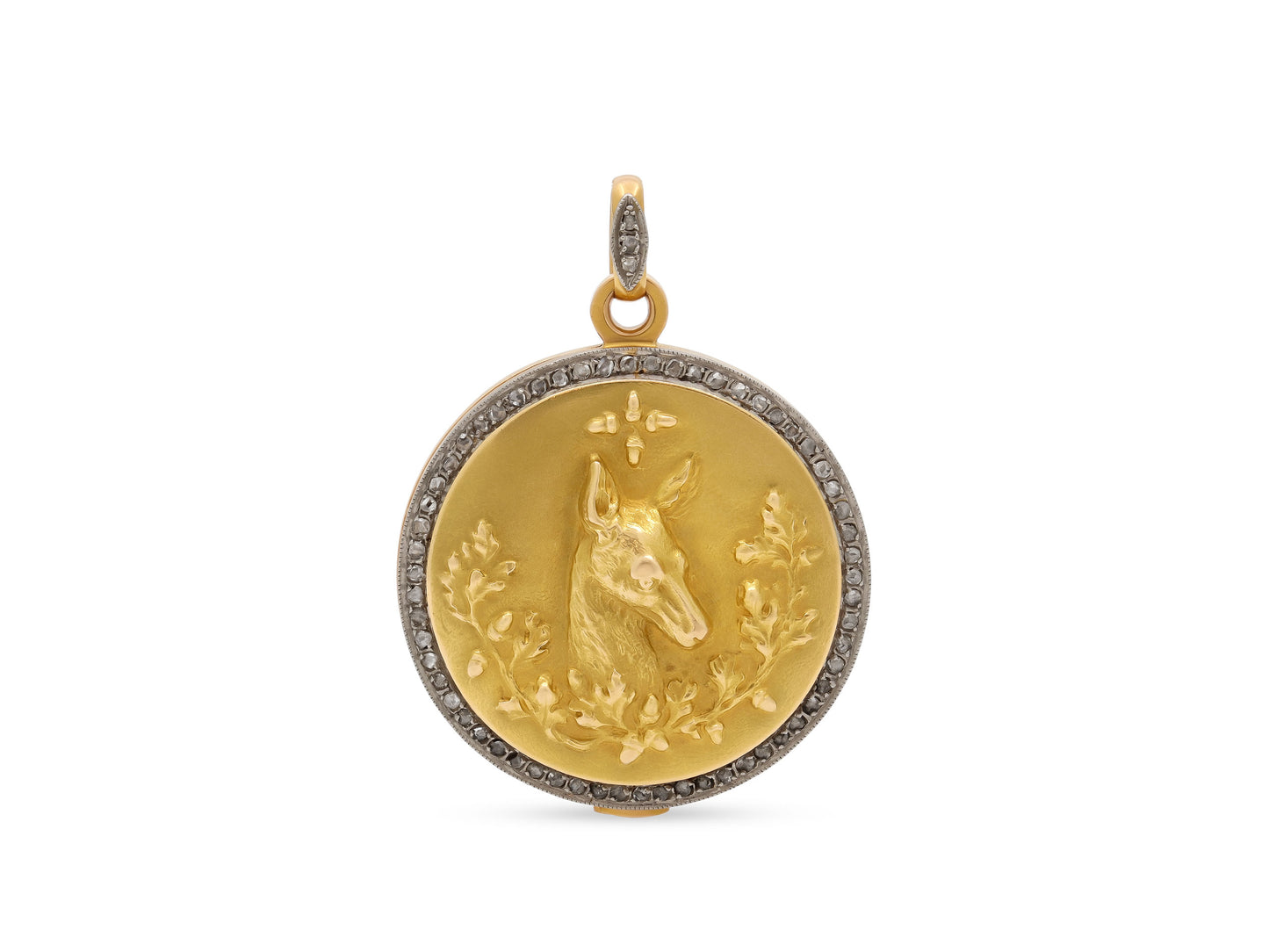 Antique Art Nouveau Diamond Locket Pendant in 17K Gold
