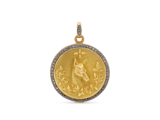 Antique Art Nouveau Diamond Locket Pendant in 17K Gold
