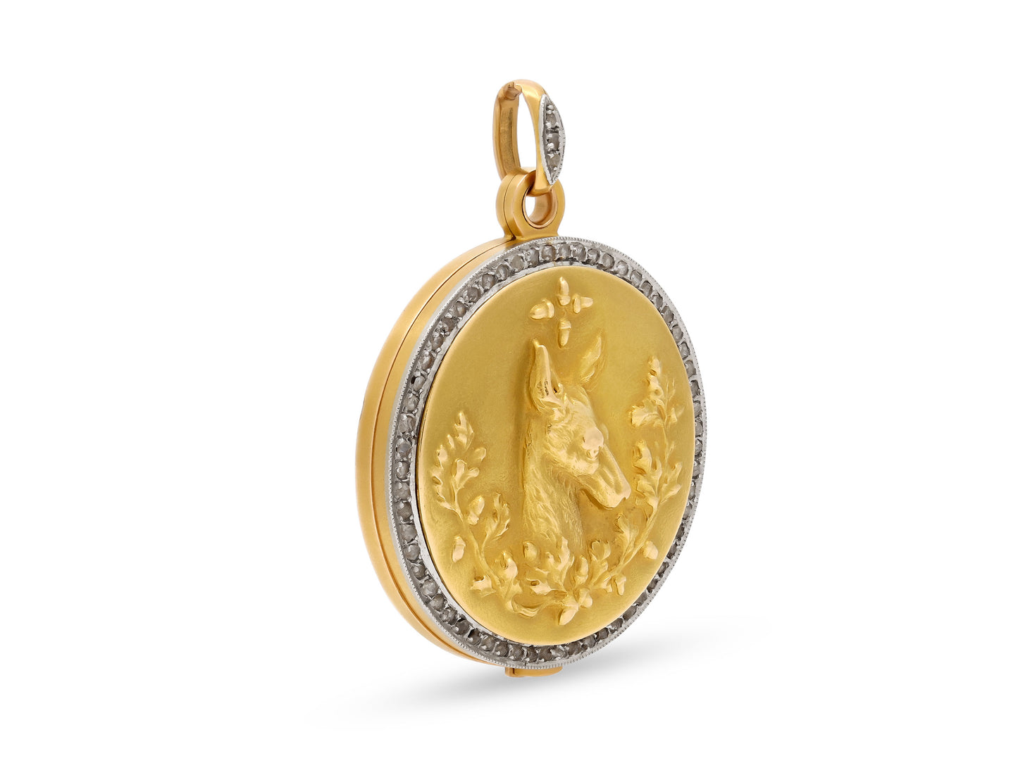 Antique Art Nouveau Diamond Locket Pendant in 17K Gold