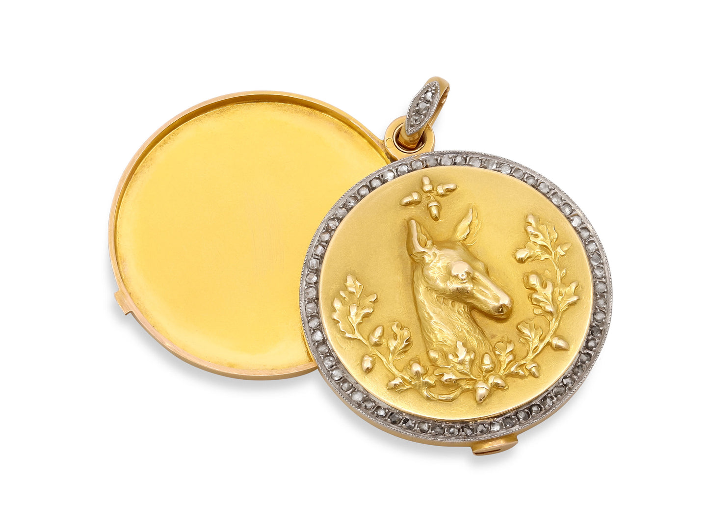 Antique Art Nouveau Diamond Locket Pendant in 17K Gold