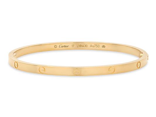 Cartier 'Love' Bracelet in 18K Gold, Small Model, Size 17