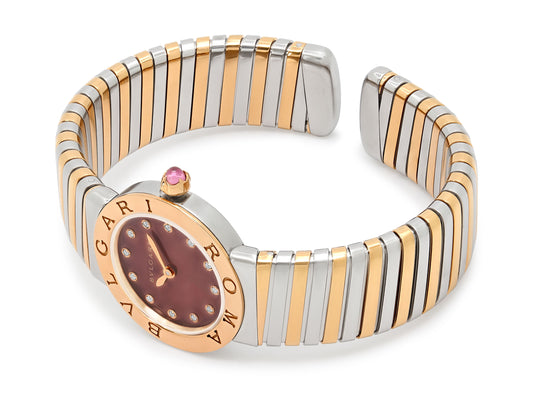 Bulgari Limited Edition Tubogas Watch in 18K White, Rose Gold and Steel, 26 mm