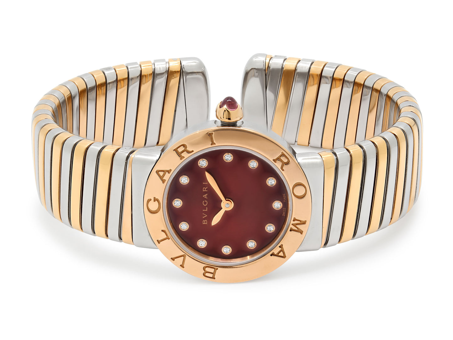 Bulgari Limited Edition Tubogas Watch in 18K White, Rose Gold and Steel, 26 mm