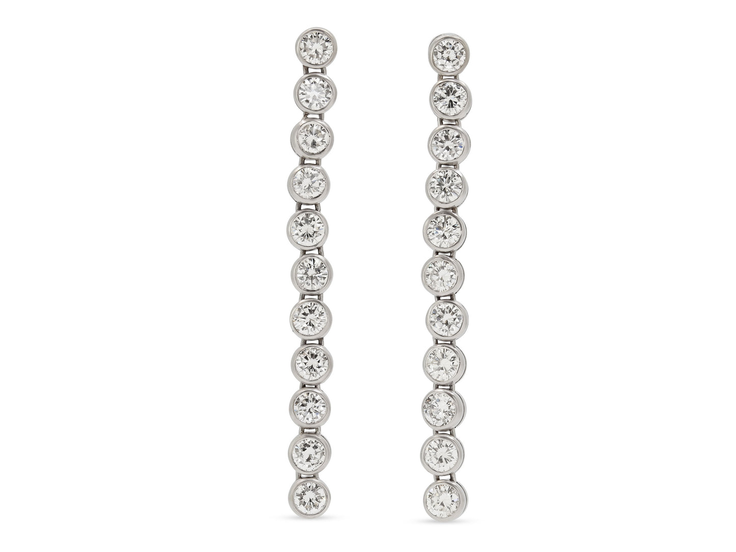 Beladora 'Reimagined' Diamond Line Earrings in 18K White Gold