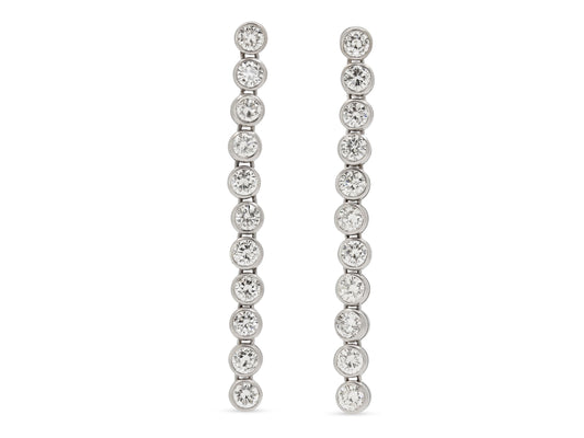 Beladora 'Reimagined' Diamond Line Earrings in 18K White Gold