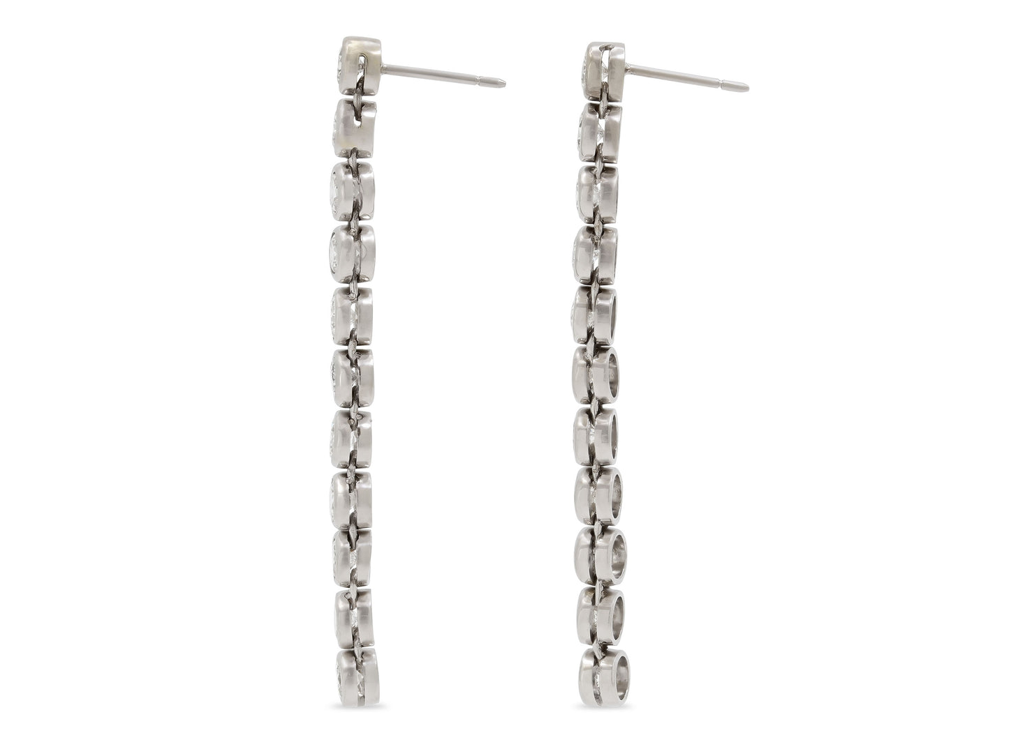 Beladora 'Reimagined' Diamond Line Earrings in 18K White Gold
