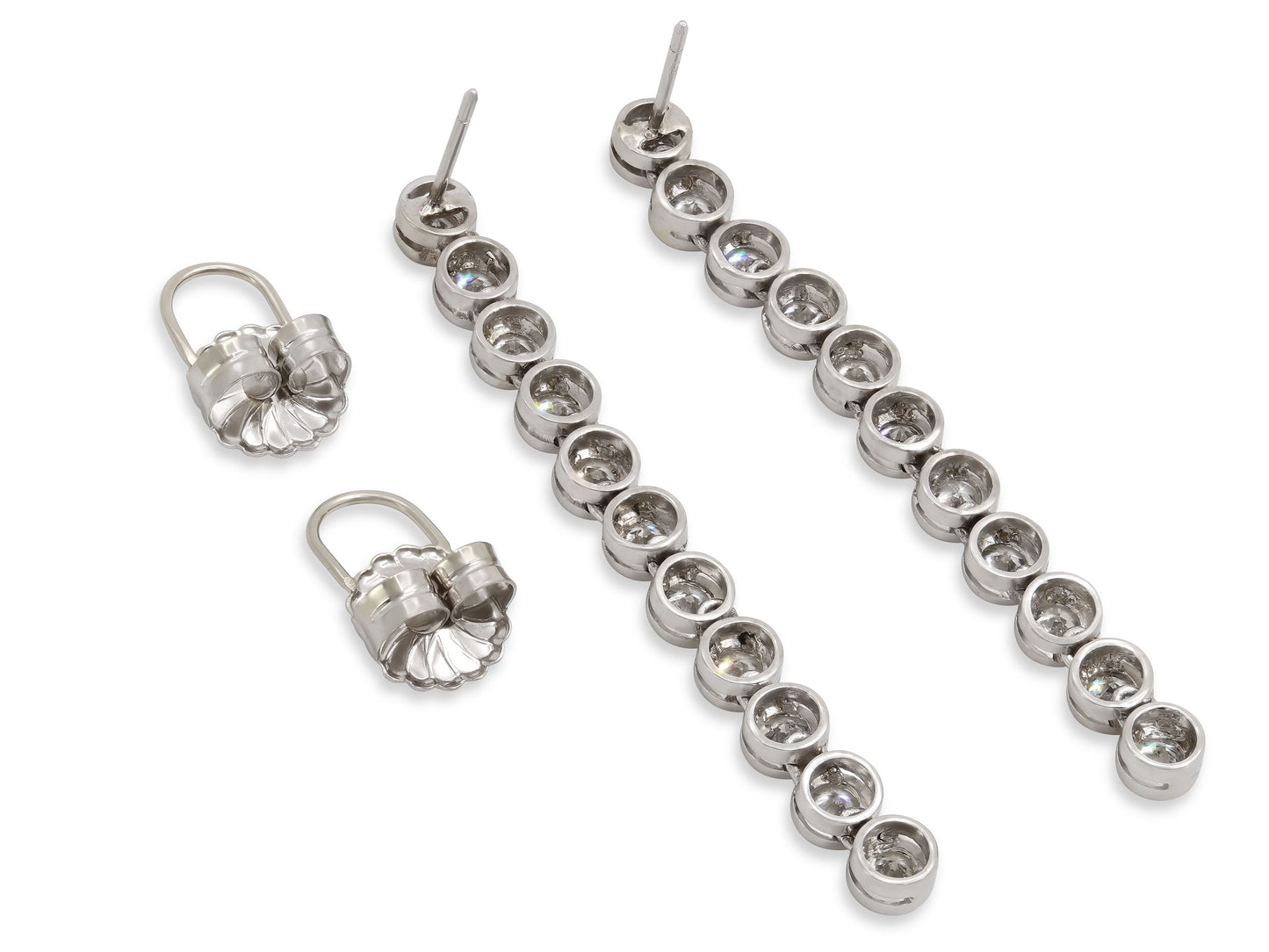 Beladora 'Reimagined' Diamond Line Earrings in 18K White Gold