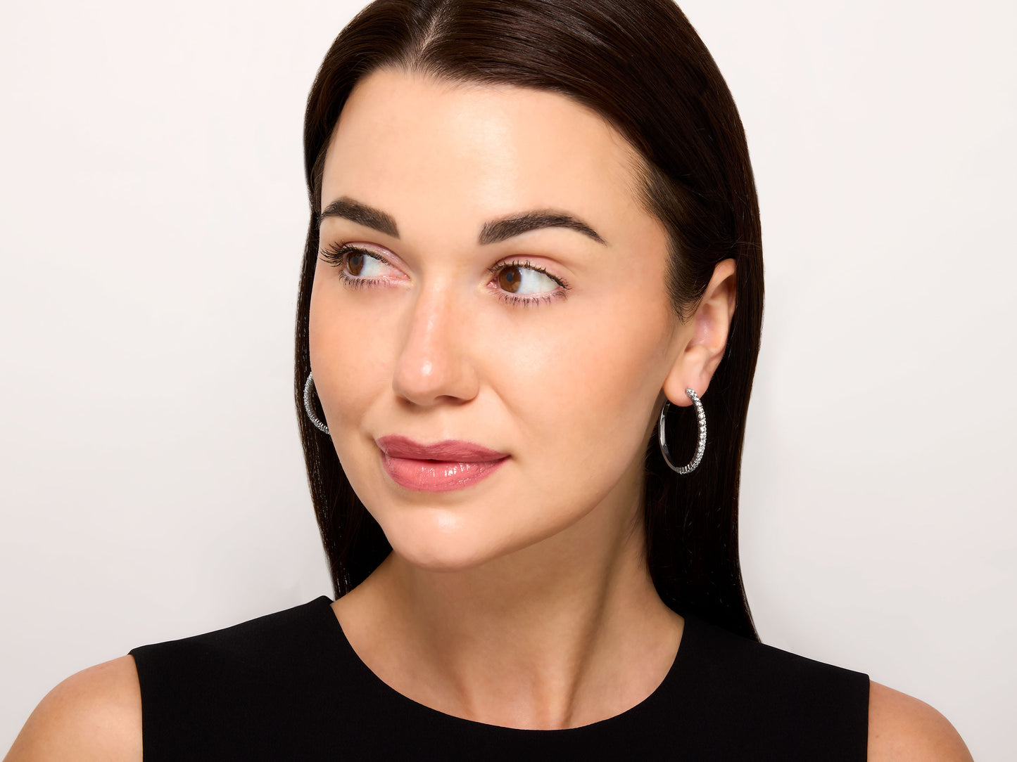 Diamond Hoop Earrings in 18K White Gold