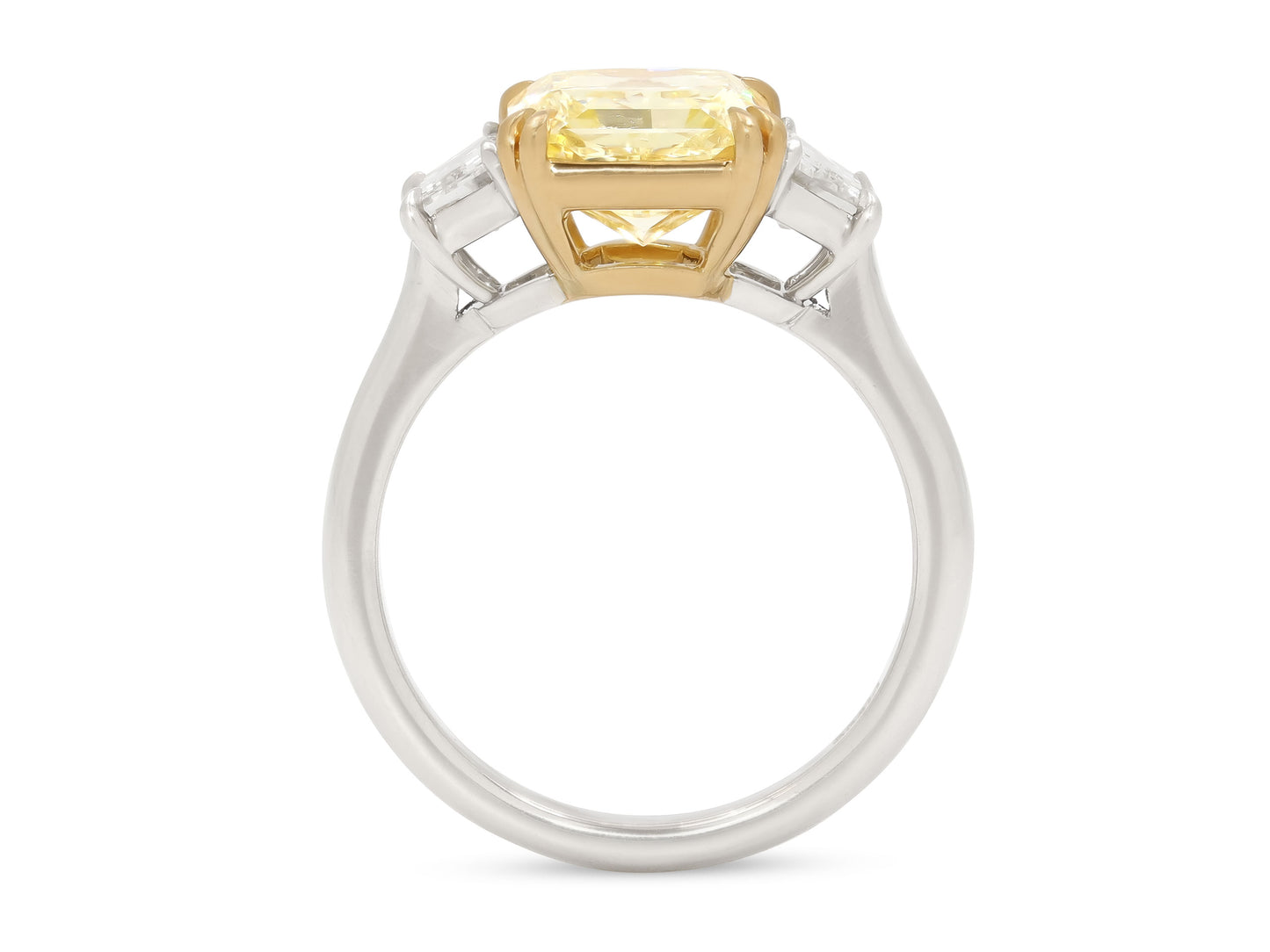 Yellow Diamond Ring, 4.01 Carats Fancy Yellow, in Platinum and 18K Gold