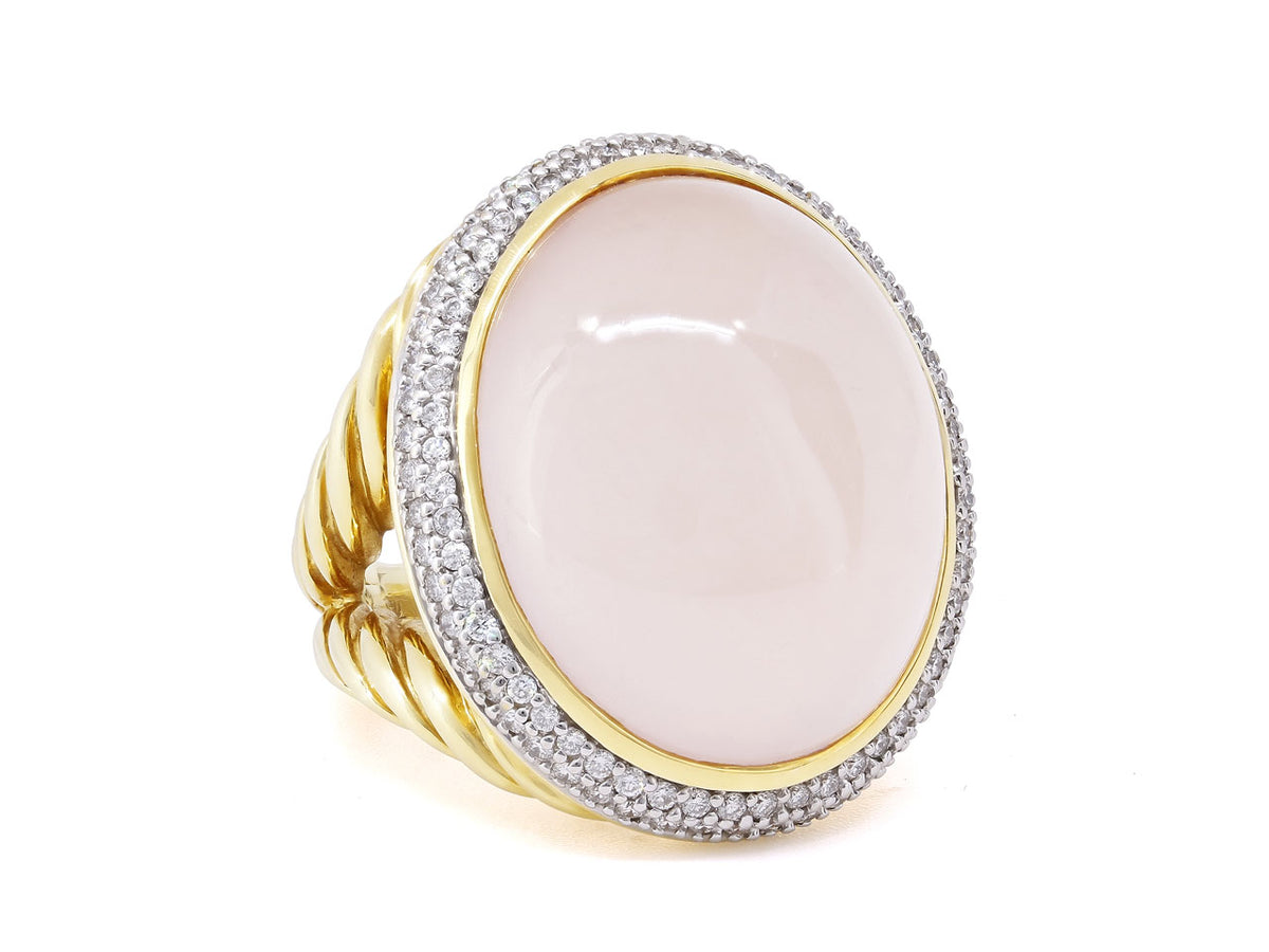 David Yurman Rose Quartz Cocktail Ring in 18K Gold