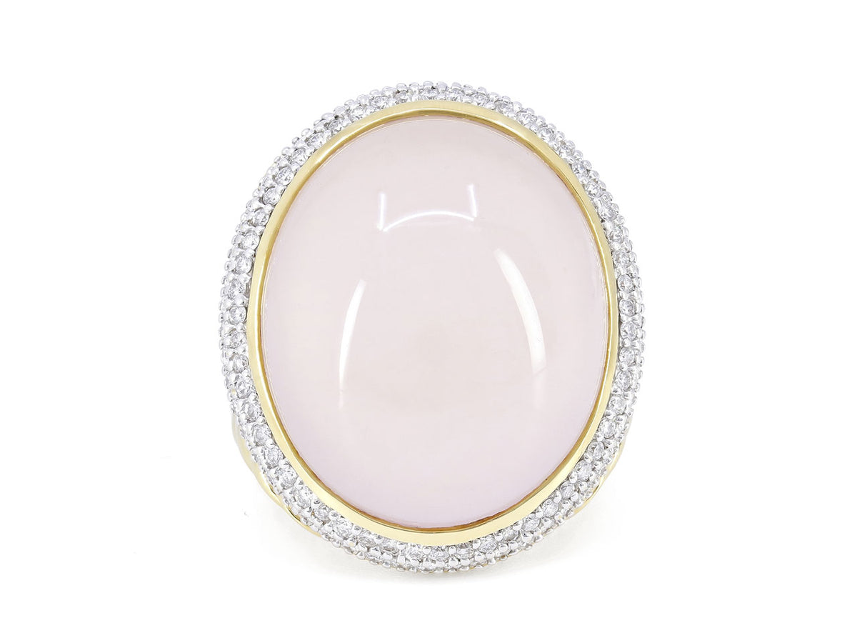 David Yurman Rose Quartz Cocktail Ring in 18K Gold