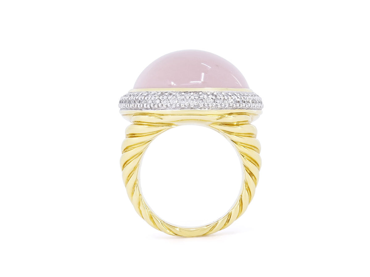 David Yurman Rose Quartz Cocktail Ring in 18K Gold