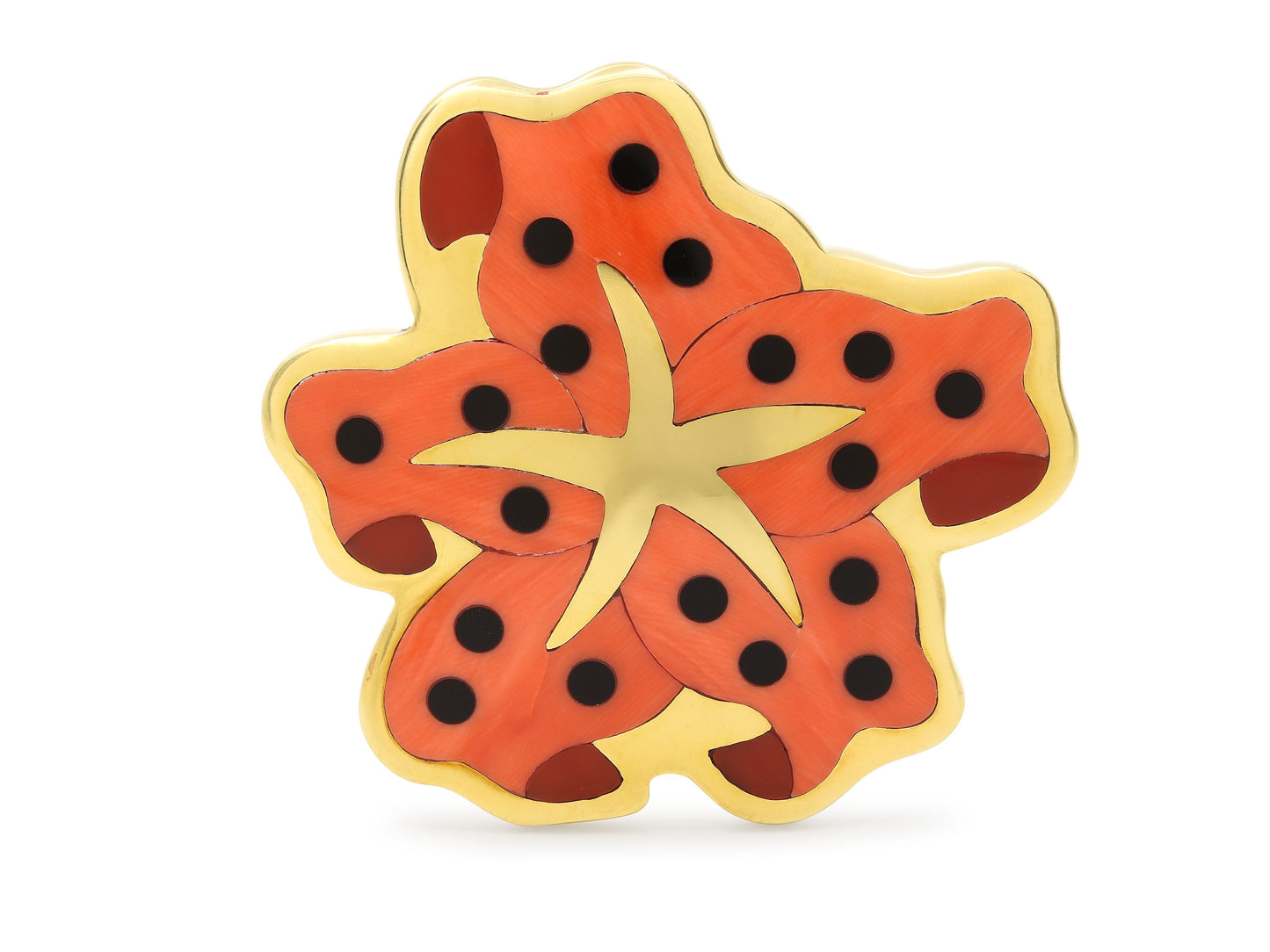 Tiffany & Co. Coral and Onyx Brooch, by Angela Cummings