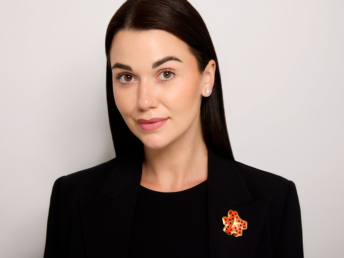Tiffany & Co. Coral and Onyx Brooch, by Angela Cummings