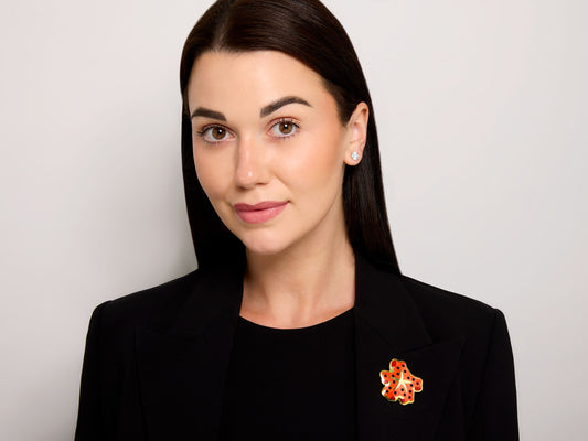 Tiffany & Co. Coral and Onyx Brooch, by Angela Cummings
