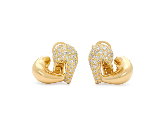 Van Cleef & Arpels Diamond Heart Earrings in 18K Gold