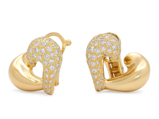 Van Cleef & Arpels Diamond Heart Earrings in 18K Gold