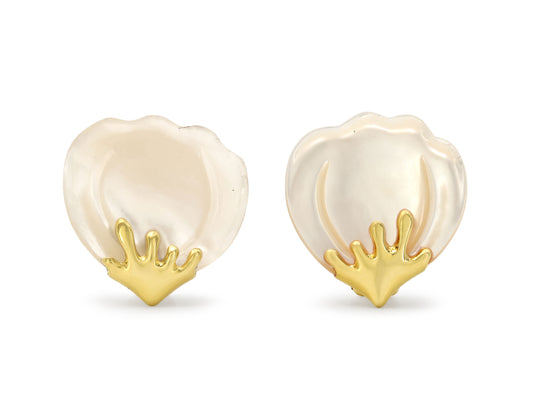 Tiffany & Co. Mother-Of-Pearl Petal Earrings in 18K Gold, by Angela Cummings