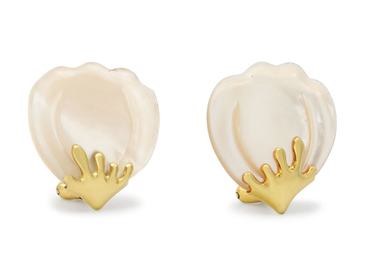 Tiffany & Co. Mother-Of-Pearl Petal Earrings in 18K Gold, by Angela Cummings