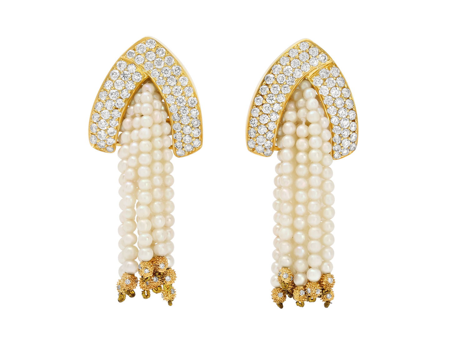 Diamond Earrings with Interchangeable Gemstone Tassels in 18K Gold