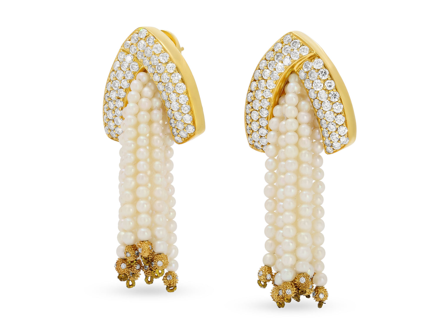 Diamond Earrings with Interchangeable Gemstone Tassels in 18K Gold