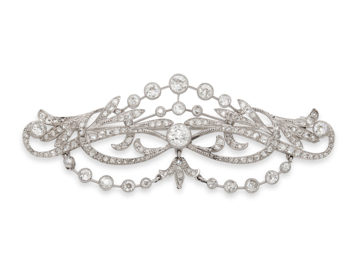 Antique Edwardian Diamond Brooch in Platinum