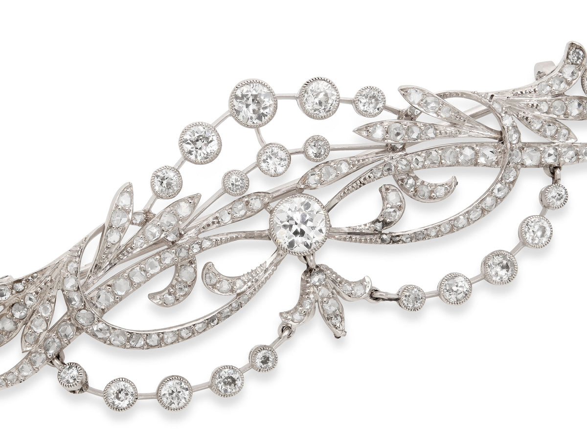 Antique Edwardian Diamond Brooch in Platinum