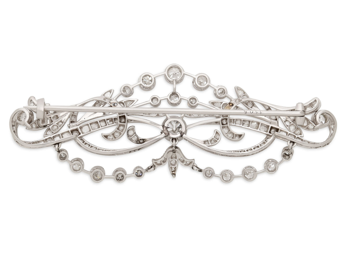 Antique Edwardian Diamond Brooch in Platinum