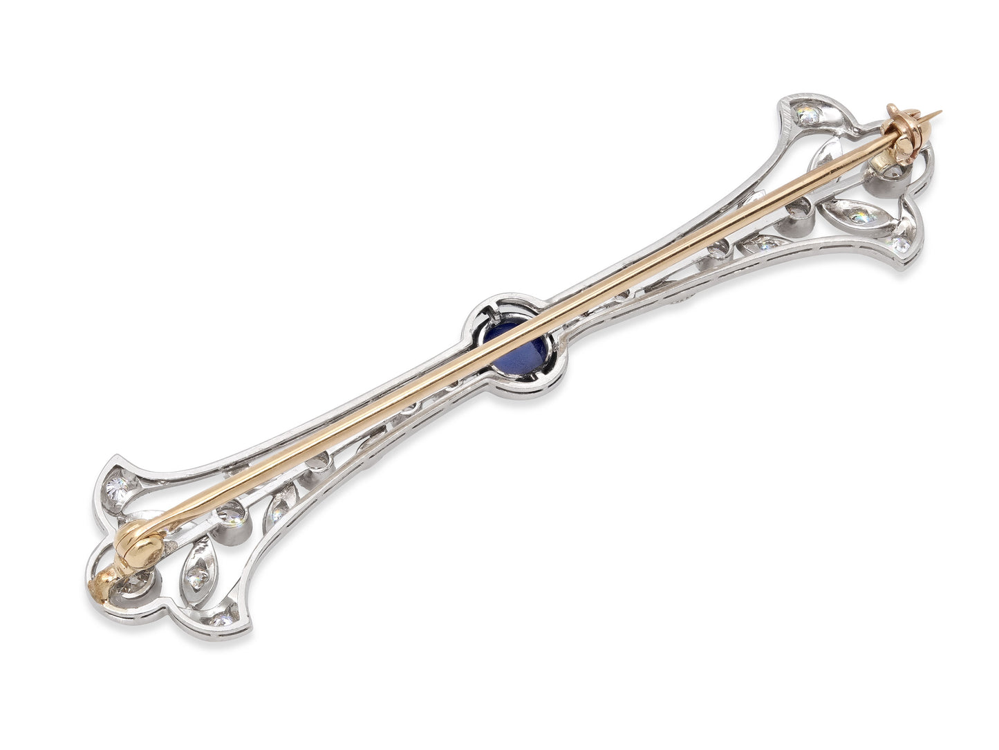 Edwardian Diamond and Sapphire Brooch in Platinum