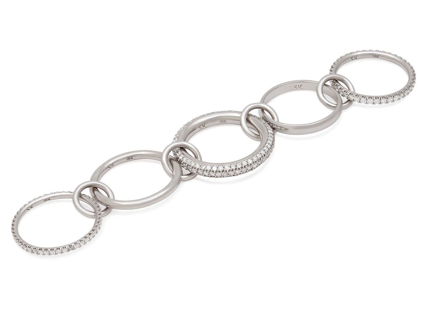 Spinelli Kilcollin Diamond Linked Ring in 18K White Gold