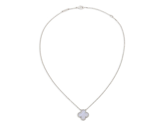 Van Cleef & Arpels 'Vintage Alhambra' Chalcedony Pendant in 18K White Gold