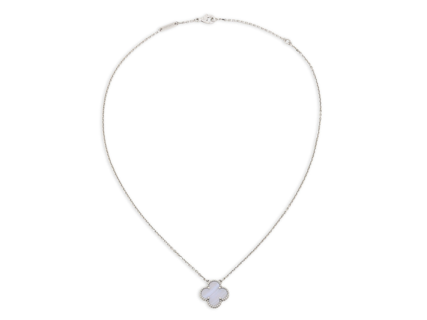 Van Cleef & Arpels 'Vintage Alhambra' Chalcedony Pendant in 18K White Gold