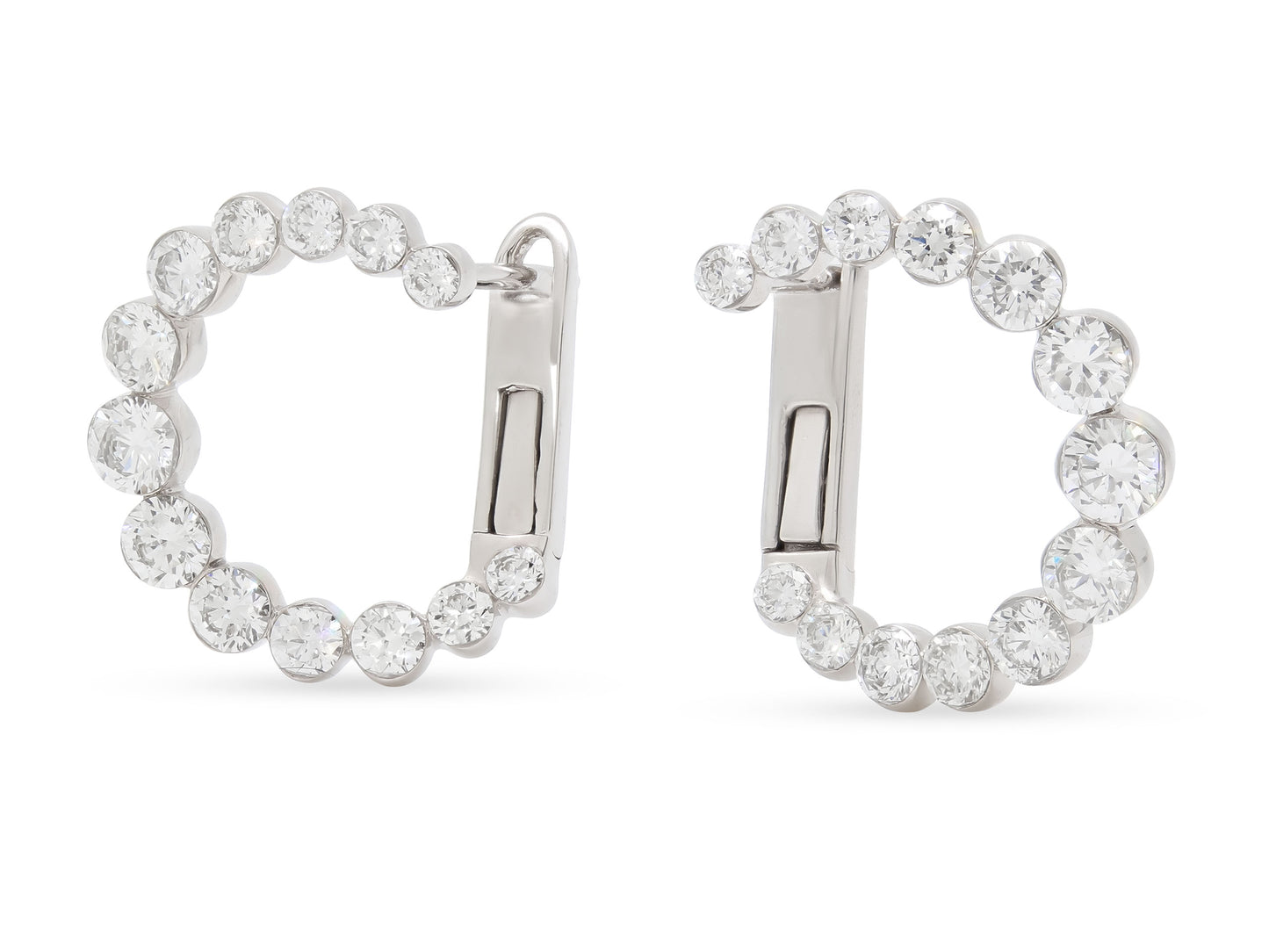 Front Back Diamond Earrings in 18K White Gold