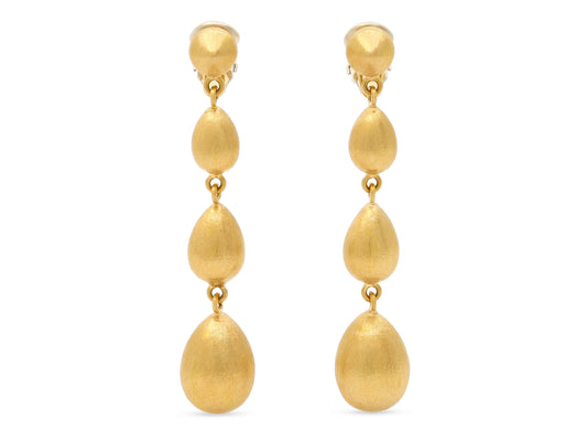 Brushed Drop Earrings in 18K Gold
