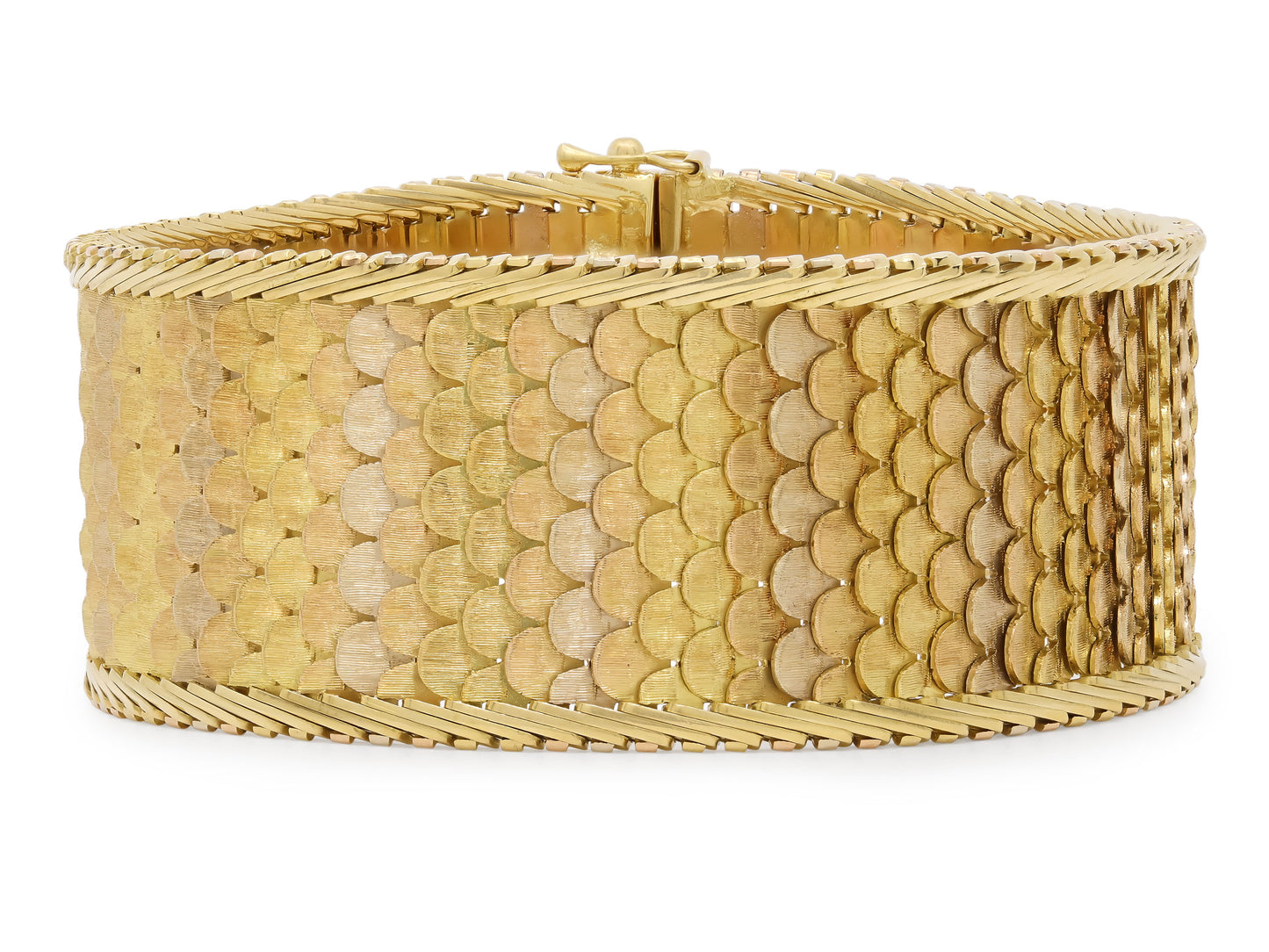 Tri-Color Wide Bracelet in 18K Gold