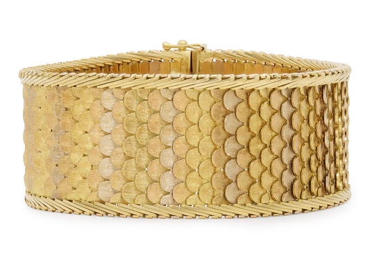 Tri-Color Wide Bracelet in 18K Gold