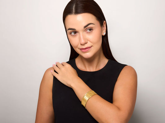 Tri-Color Wide Bracelet in 18K Gold