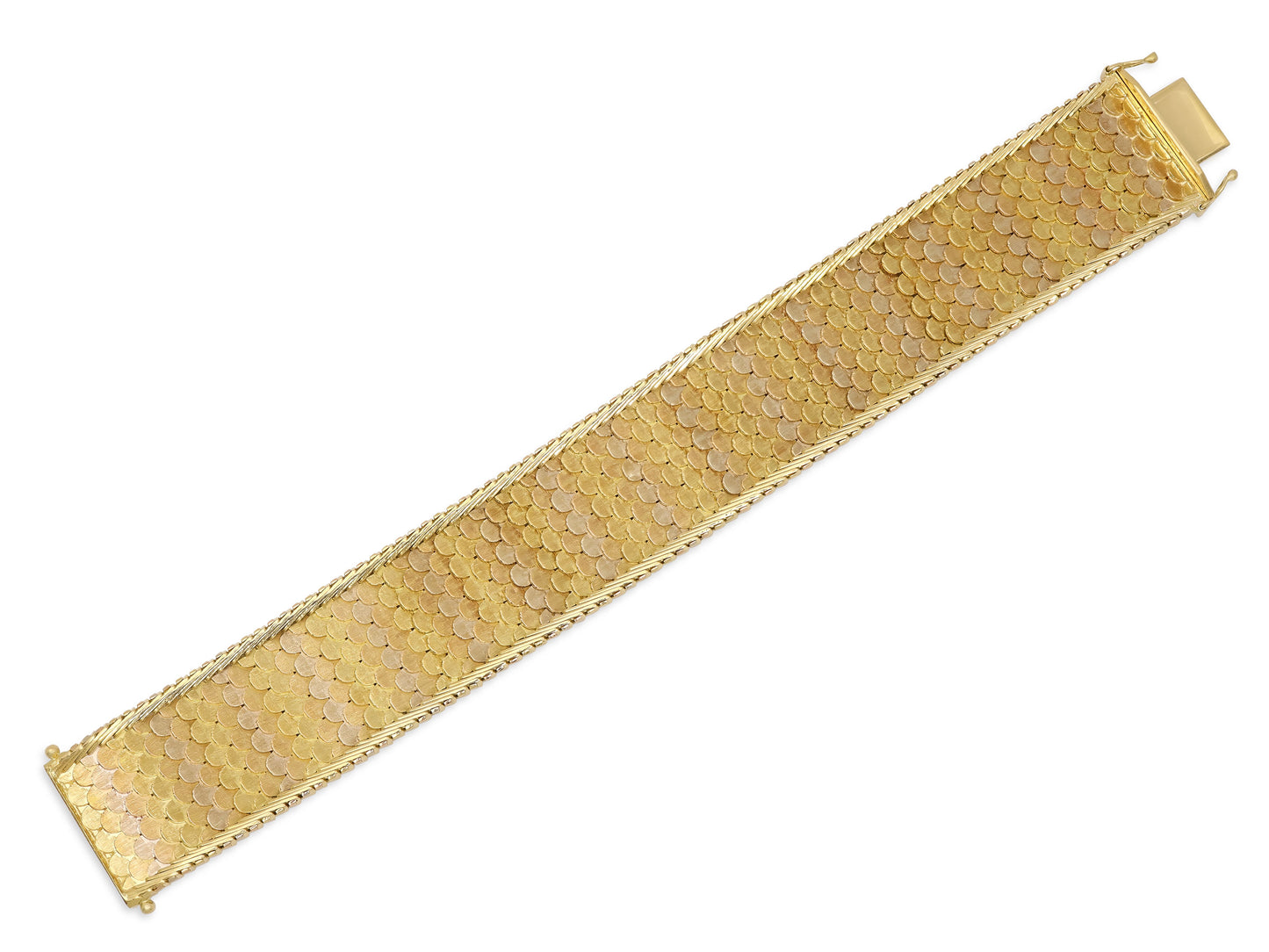 Tri-Color Wide Bracelet in 18K Gold