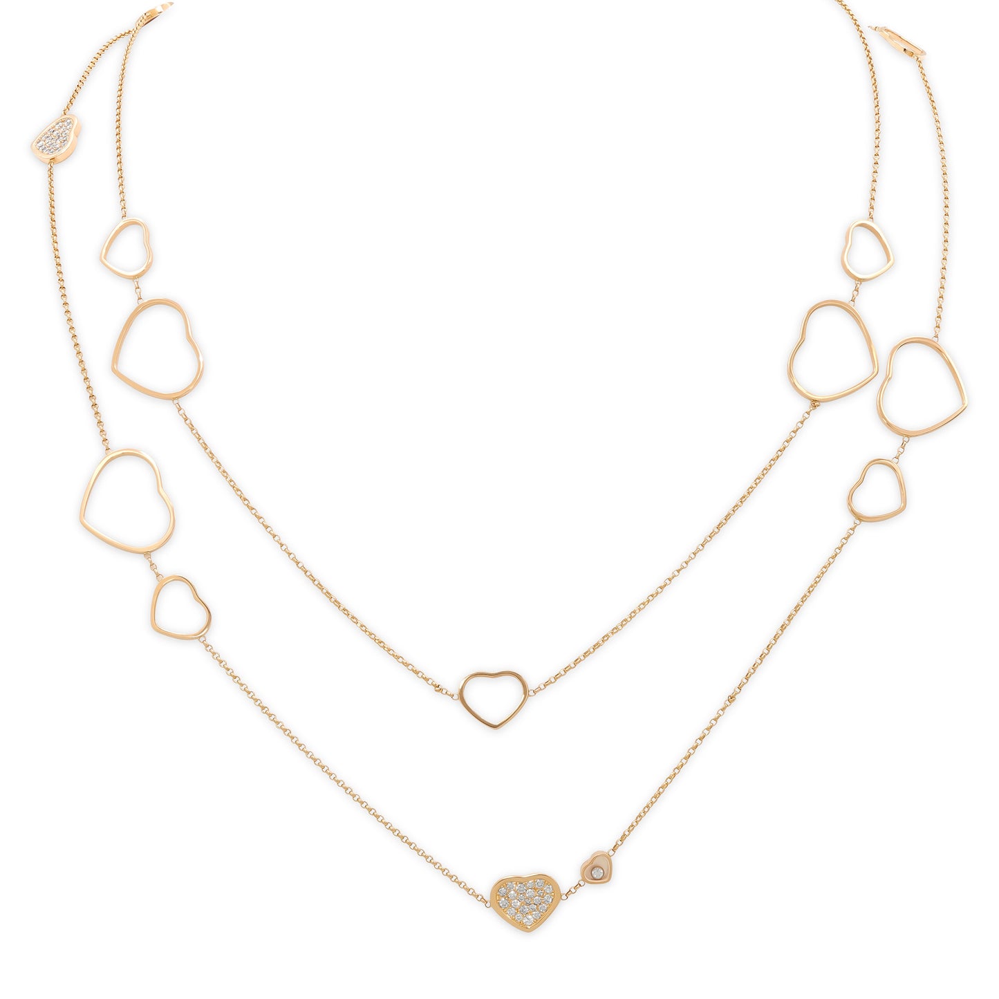 Chopard 'Happy Hearts' Diamond Sautoire Necklace in 18K Rose Gold