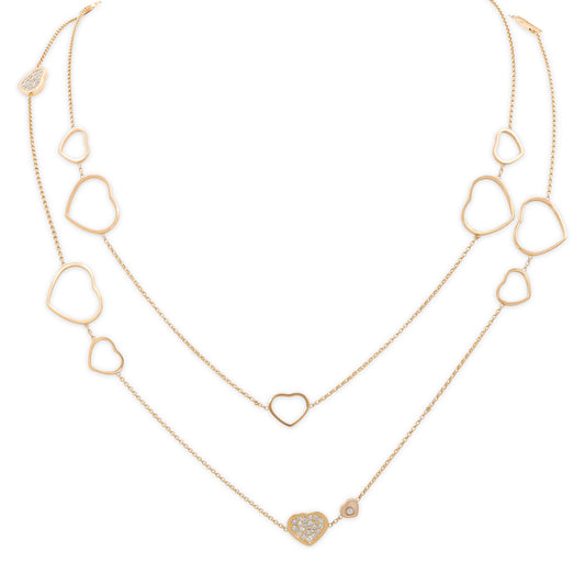 Chopard 'Happy Hearts' Diamond Sautoire Necklace in 18K Rose Gold
