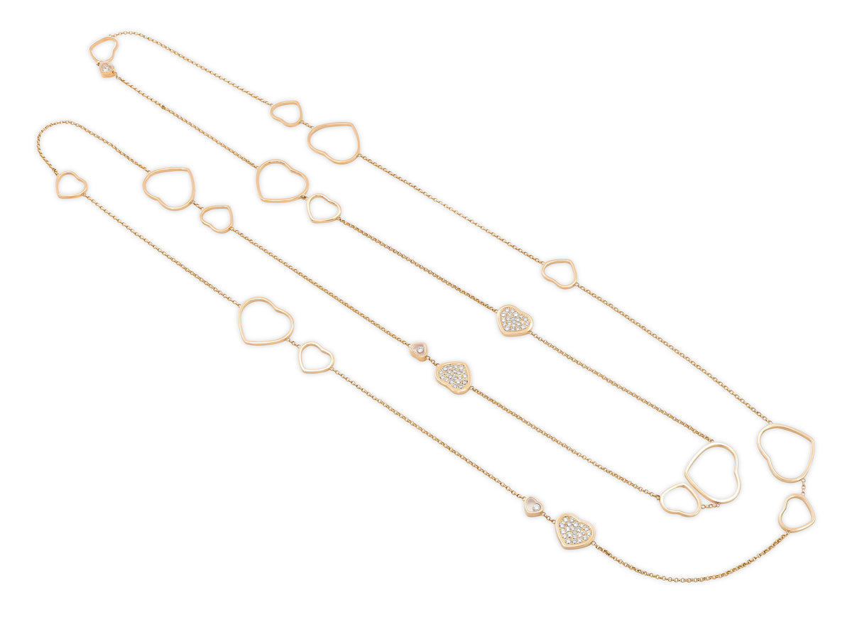 Chopard 'Happy Hearts' Diamond Sautoire Necklace in 18K Rose Gold